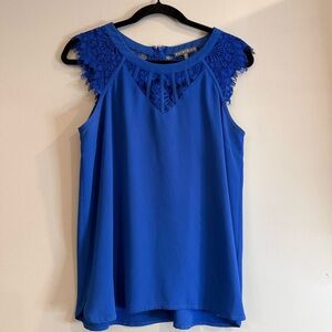 Brixon Ivy Royal Blue Lace Accent Blouse